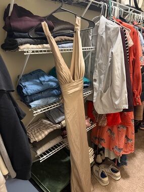 Kennedy Blue Sleeveless V-Neck Maxi Dress in Beige